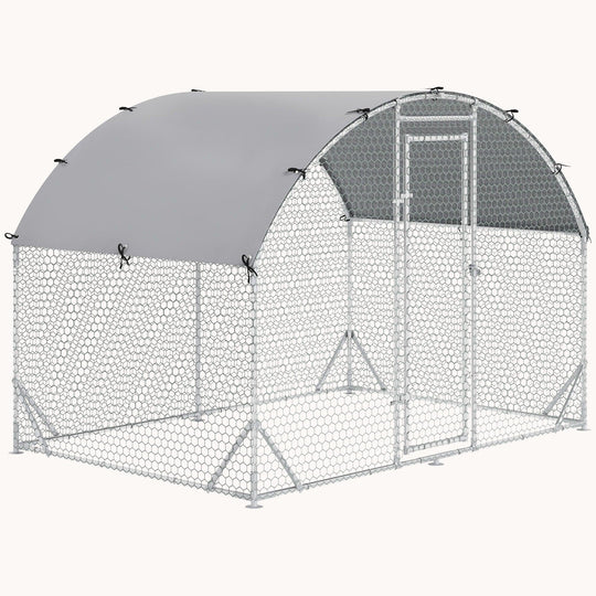 9.2' x 6.2' x 6.5' Large Metal Chicken Coop Run with Waterproof and Anti-UV Cover, Dome Shaped