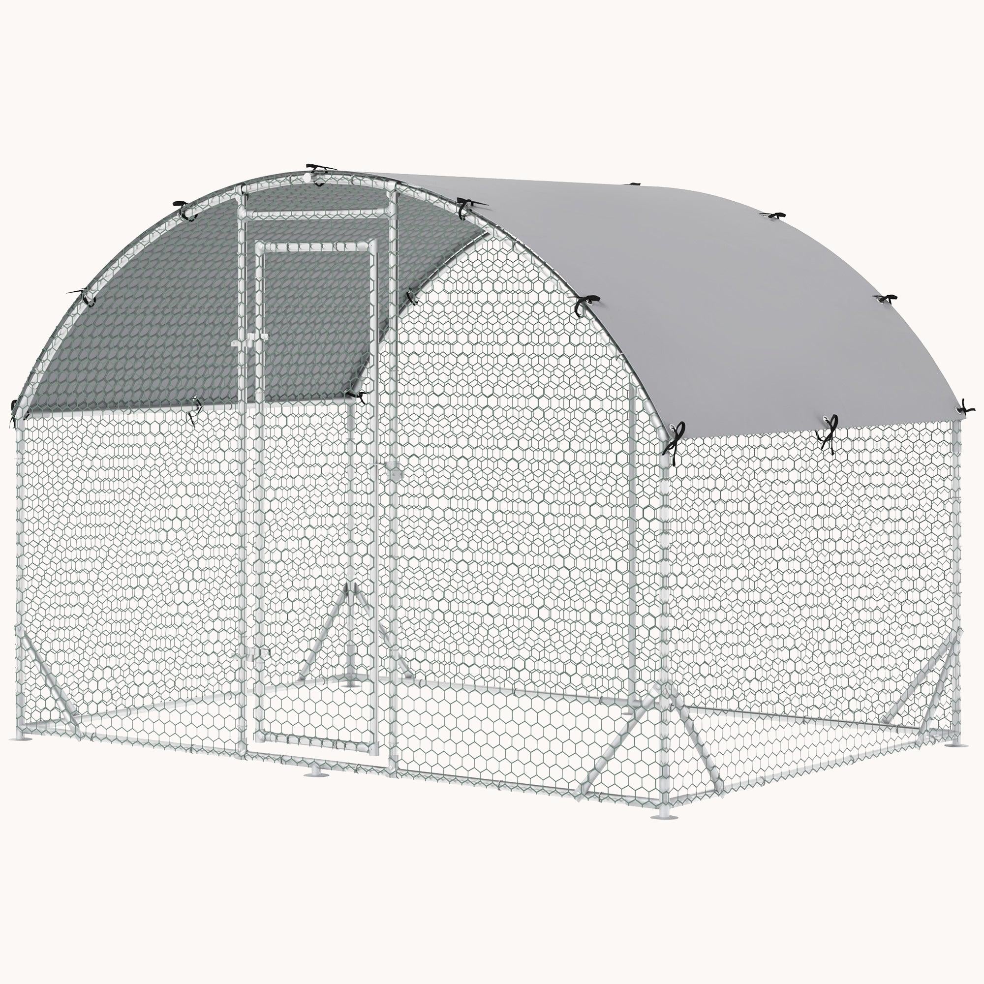 9.2' x 6.2' x 6.5' Large Metal Chicken Coop Run with Waterproof and Anti-UV Cover, Dome Shaped