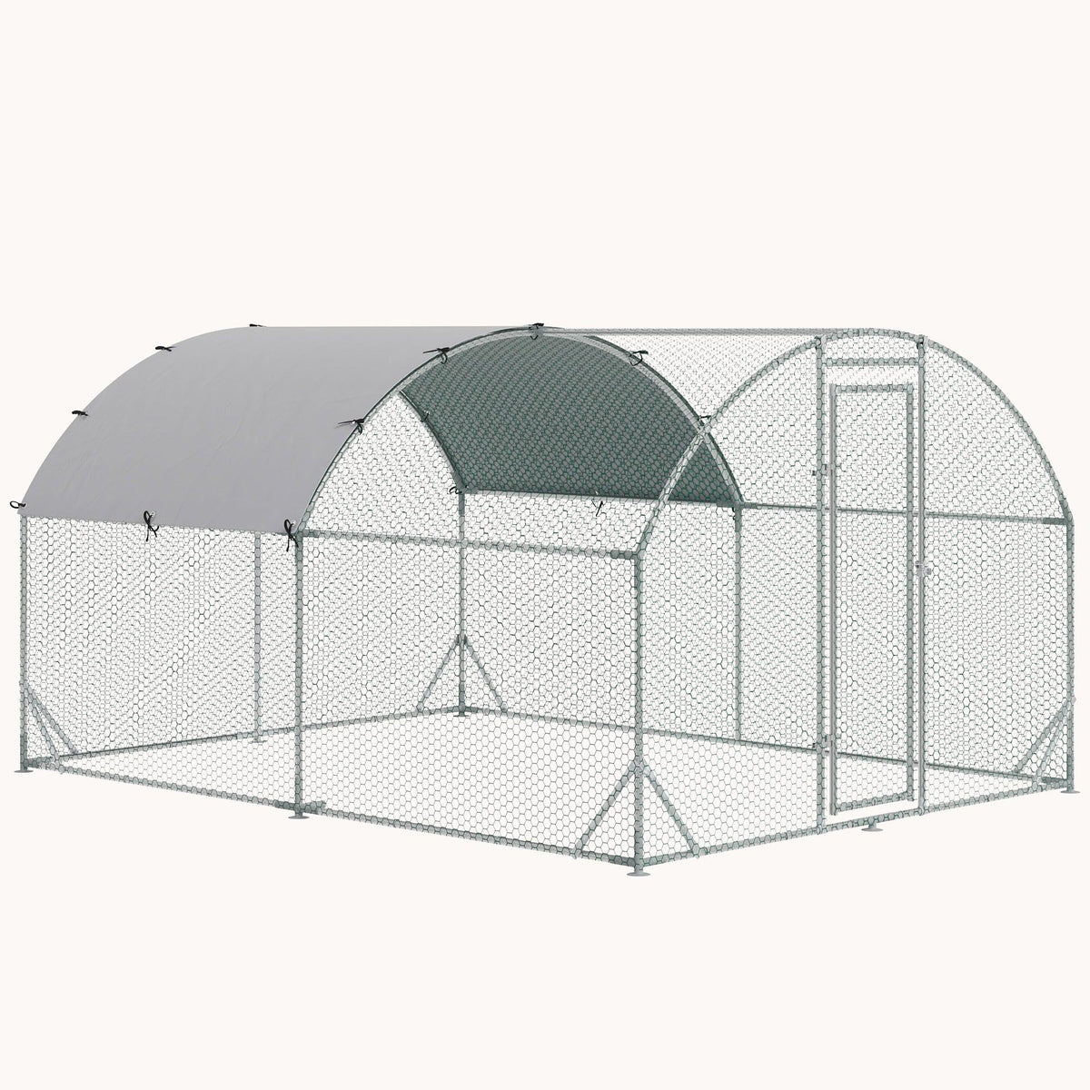 9.2' x 12.5' x 6.5' Large Metal Chicken Coop Run with Waterproof and Anti-UV Cover, Dome Shaped