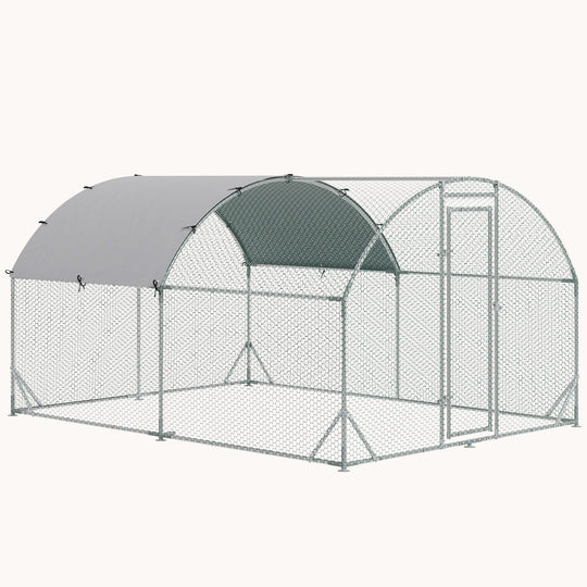9.2' x 12.5' x 6.5' Large Metal Chicken Coop Run with Waterproof and Anti-UV Cover, Dome Shaped