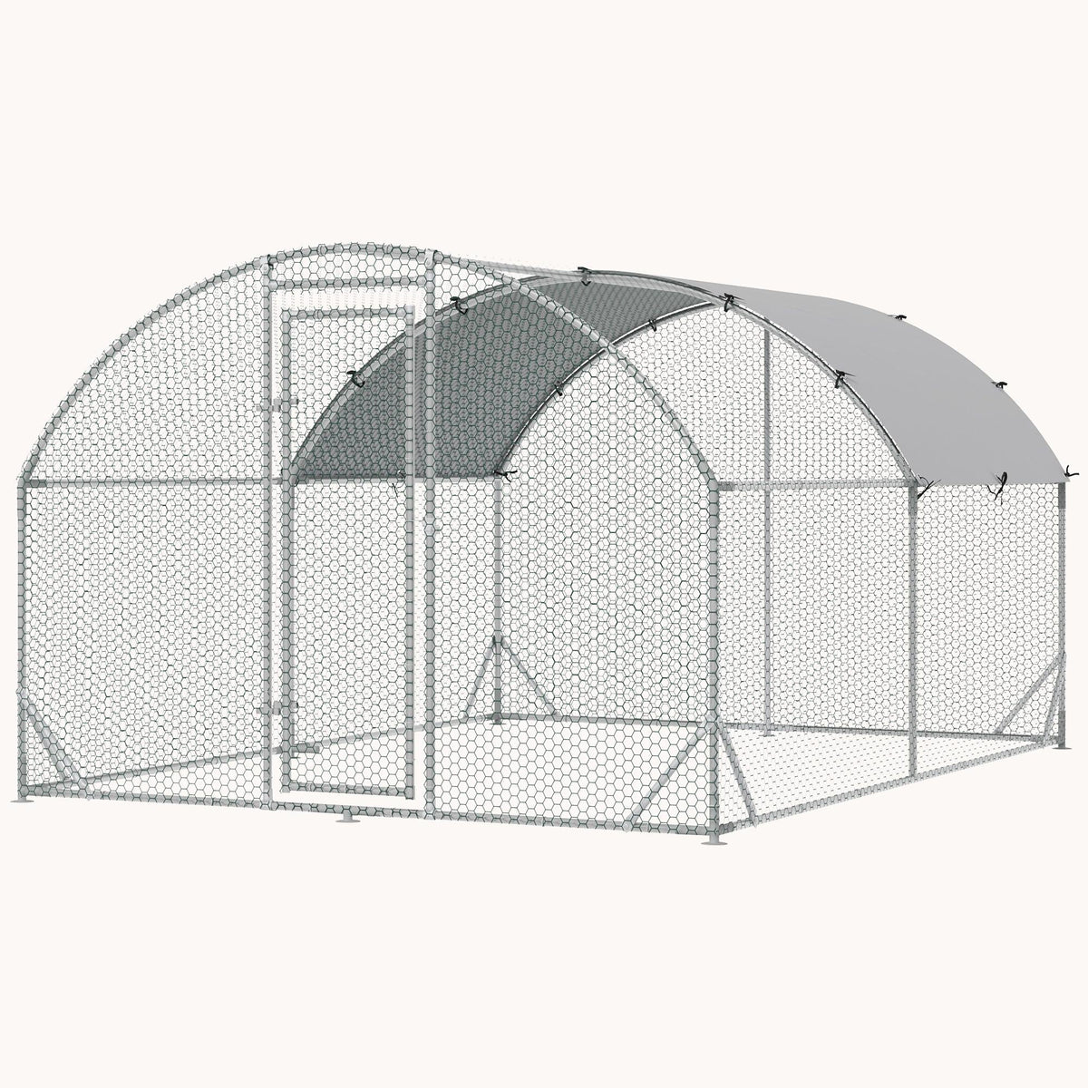 9.2' x 12.5' x 6.5' Large Metal Chicken Coop Run with Waterproof and Anti-UV Cover, Dome Shaped