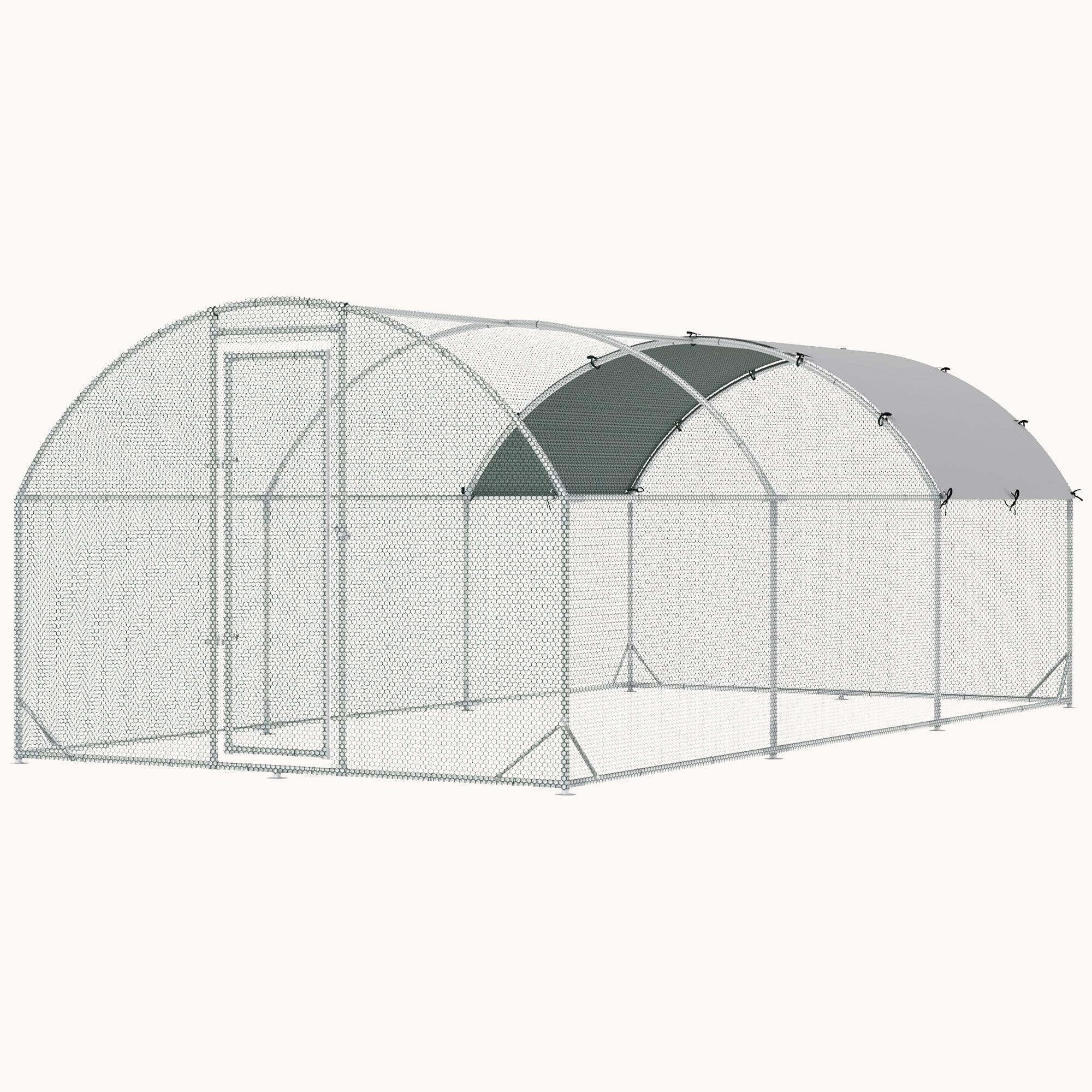 9.2' x 18.7' x 6.5' Large Metal Chicken Coop Run with Waterproof and Anti-UV Cover, Dome Shaped