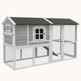 Load image into Gallery viewer, Two-layer Wooden Hen Housewith Run, Nesting Box, for 3-4 Chickens, 77.5" x 32.5" x 46",Light Gray
