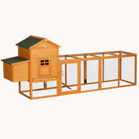 117" XL Chicken Coop with Asphalt Roof, Slide-Out Tray, Nesting Box, for 3-6 Chickens, Orange