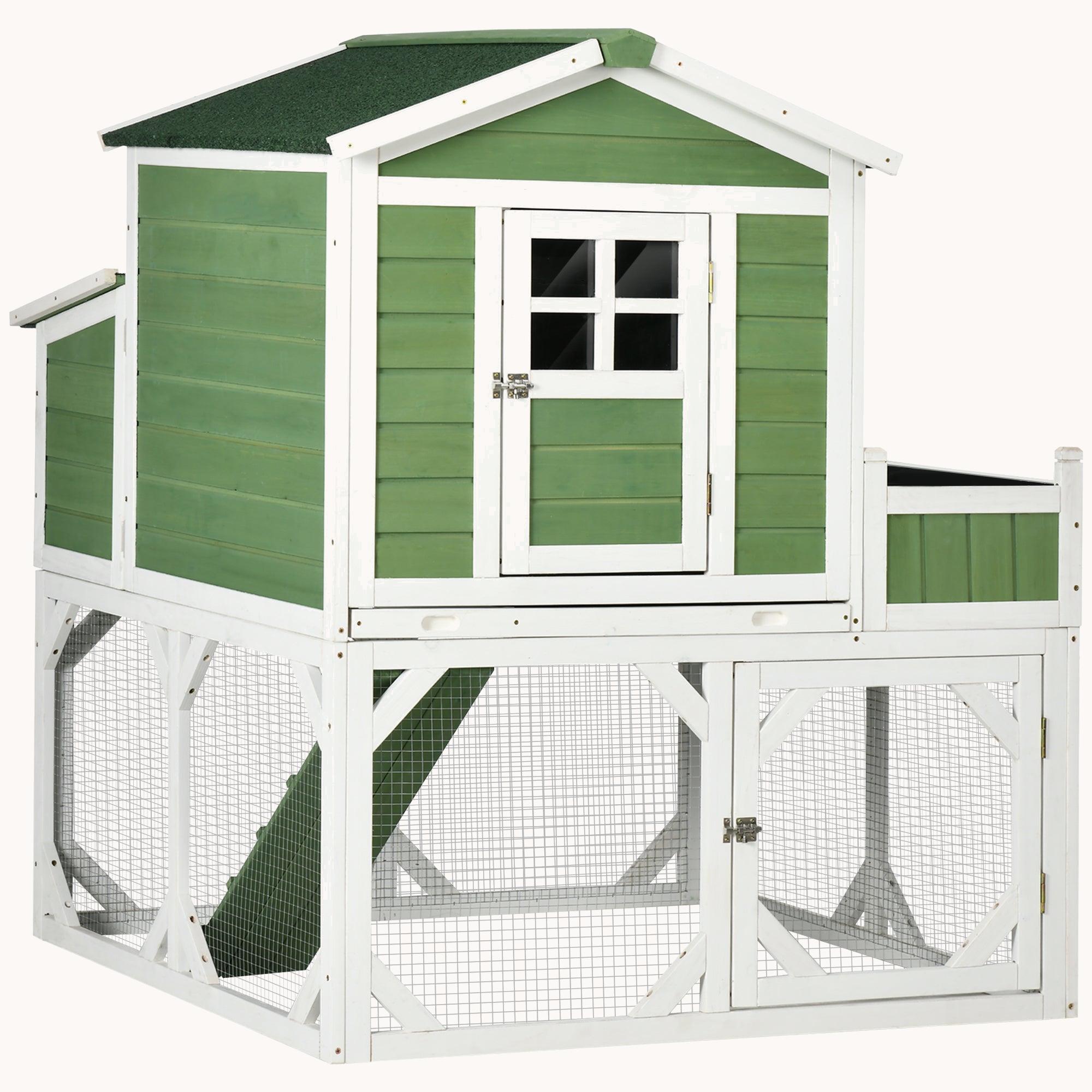 49" Chicken Coop with Garden Planter & Run for 2-4 Birds