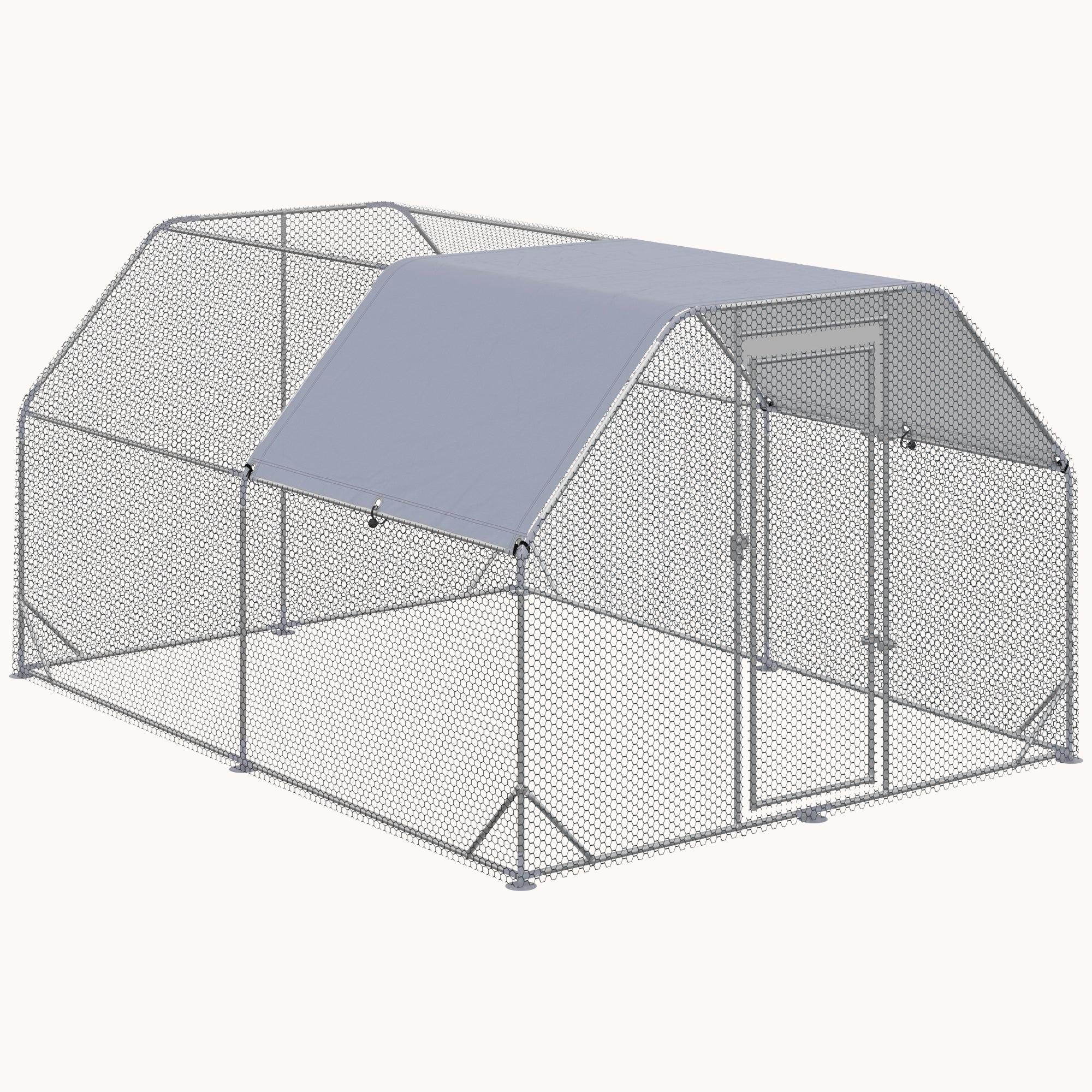 9.2' x 12.5' x 6.4' Large Metal Chicken Coop Run with Cover