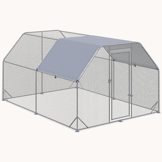 9.2' x 12.5' x 6.4' Large Metal Chicken Coop Run with Cover