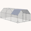 Load image into Gallery viewer, Walk-In Metal Chicken Run with Waterproof Cover, 18.7' x 9.2', Silver
