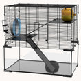 Load image into Gallery viewer, 3-Tier Hamster Cage with Tempered Glass Base & Running Wheel 23.5"x16"x22.5"
