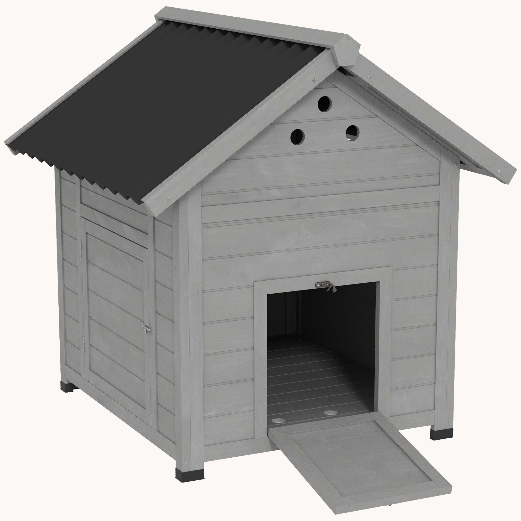 Wooden Duck House with Openable Roof, Outdoor Small Animal House Light Gray