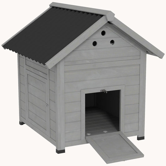 Wooden Duck House with Openable Roof, Outdoor Small Animal House Light Gray