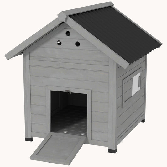 Wooden Duck House with Openable Roof, Outdoor Small Animal House Light Gray
