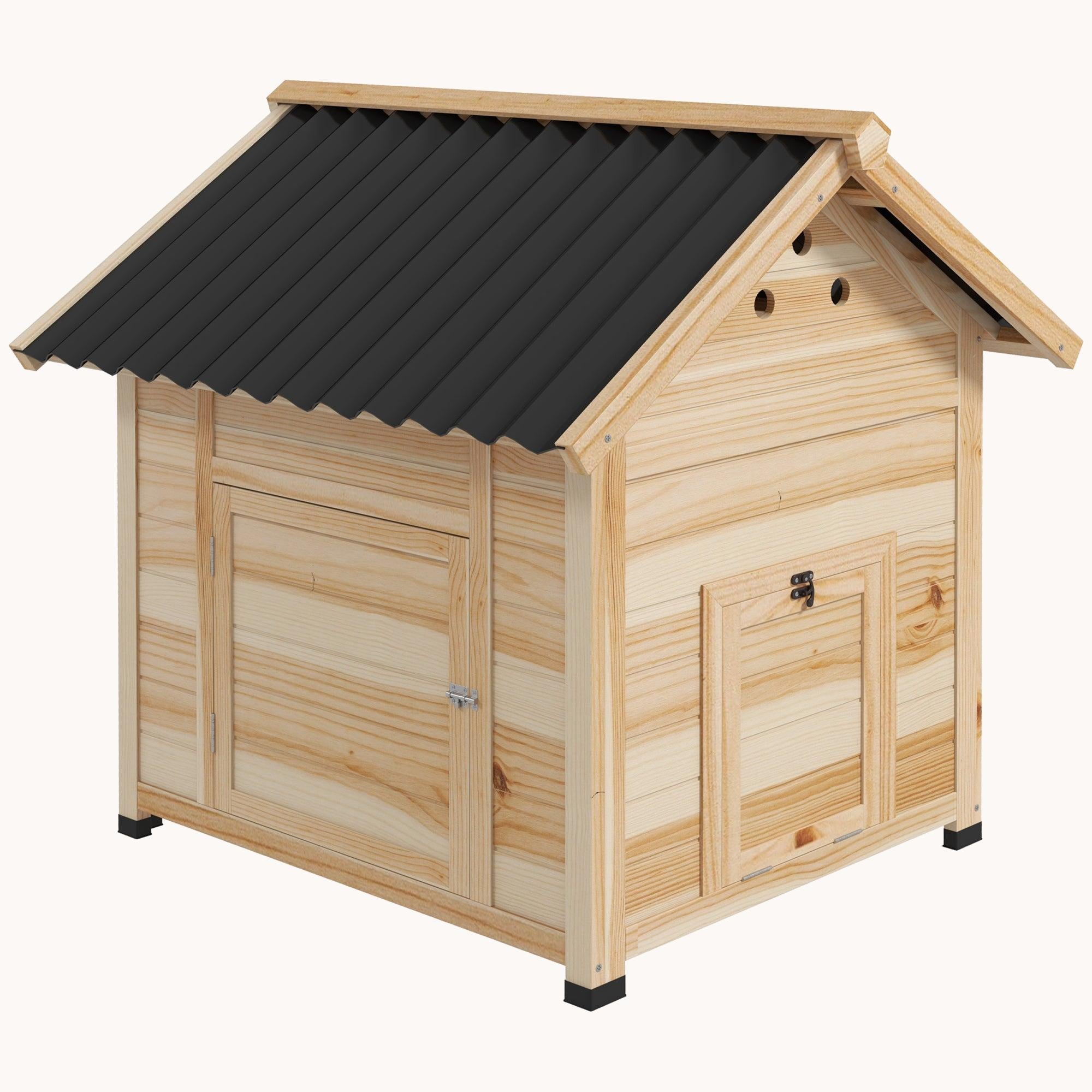Wooden Duck House with Openable Roof, Outdoor Small Animal House Natural Wood