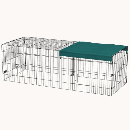 87" L Metal Playpen with Roof, 28"H Indoor & Outdoor Pet Fence, Green