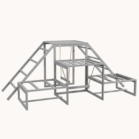 Chicken Perch with Hanging Swing, Chicken Toys, Ideal Coop Accessory for 10-15 Chickens, Gray