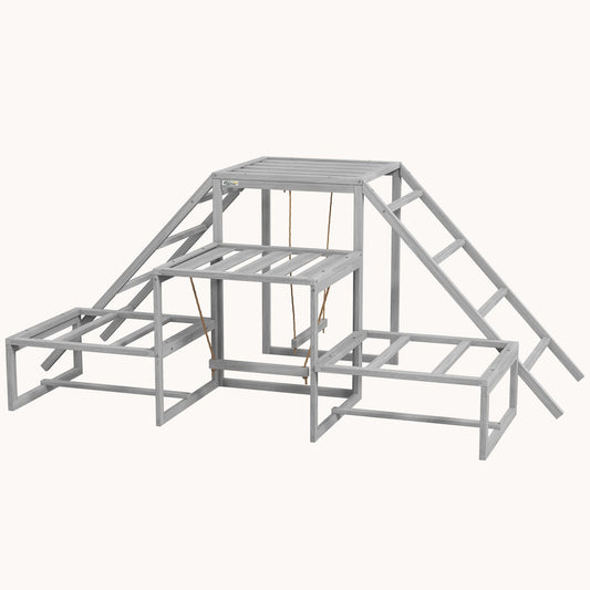 Chicken Perch with Hanging Swing, Chicken Toys, Ideal Coop Accessory for 10-15 Chickens, Gray