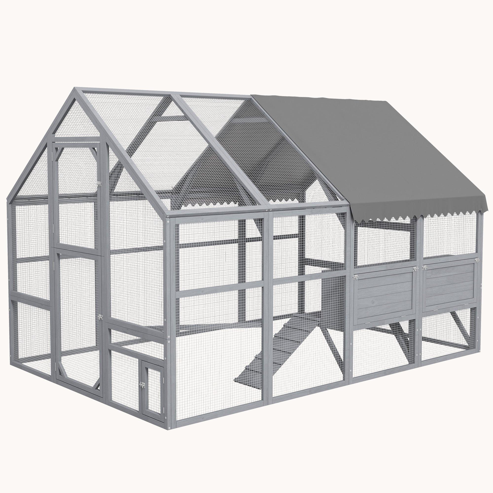 9' x 6' x 6' Spacious Outdoor Chicken Run with Weather Cover Grey
