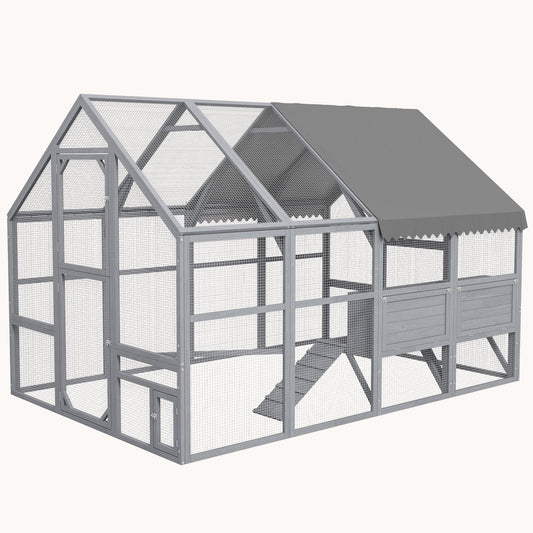 9' x 6' x 6' Spacious Outdoor Chicken Run with Weather Cover Grey