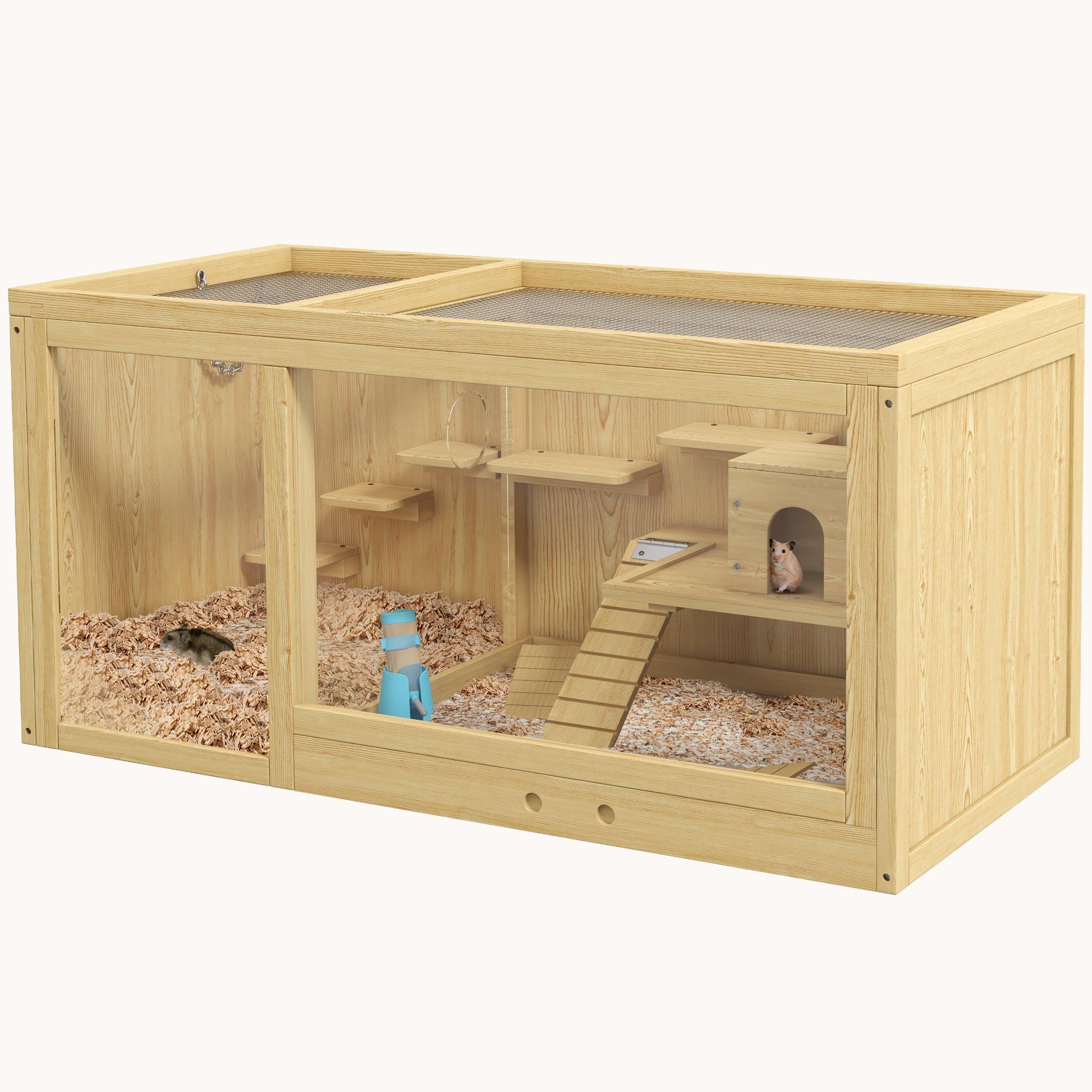 Classic Natural Hamster Habitat Extra Large with 2-Room Design 39.25" x 19.75" x 19.75"