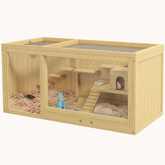 Classic Natural Hamster Habitat Extra Large with 2-Room Design 39.25" x 19.75" x 19.75"
