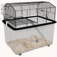 Load image into Gallery viewer, 2-Tier Hamster & Gerbil Cage with Wheels, Deep Base, Ramp, Food Dish, Water Bottle, 57x43x57cm, Black
