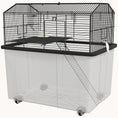 Load image into Gallery viewer, 2-Tier Hamster & Gerbil Cage with Wheels, Deep Base, Ramp, Food Dish, Water Bottle, 57x43x57cm, Black
