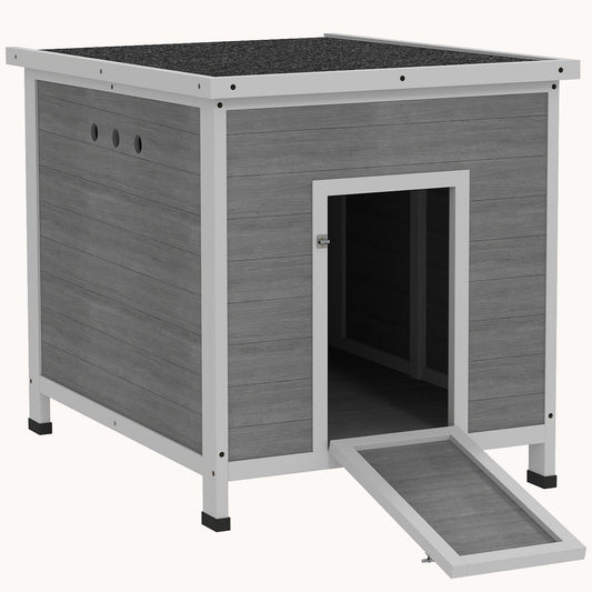 Wooden Rabbit Hutch with Openable Roof Outdoor Duck Coop Gray