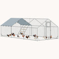 Load image into Gallery viewer, 9.8' x 19.7' x 6.4' Metal Chicken Run with Waterproof Cover, Feeder, for 18-24 Chickens
