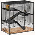 Load image into Gallery viewer, Hamster Cage with 4 Tiers, Deep Tempered Glass Bottom, 31"x19"x31.5", Black
