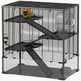 Load image into Gallery viewer, Hamster Cage with 4 Tiers, Deep Tempered Glass Bottom, 31"x19"x31.5", Black
