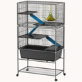 Load image into Gallery viewer, 59" 5-Level Rolling Small Animal Cage with Slide Out Tray, Non-Slip Ramps & Hammock, Dark Gray
