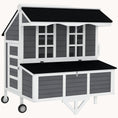 Load image into Gallery viewer, Mobile Chicken Coop with Nesting Box, Tray, Wheels & Perches, Grey
