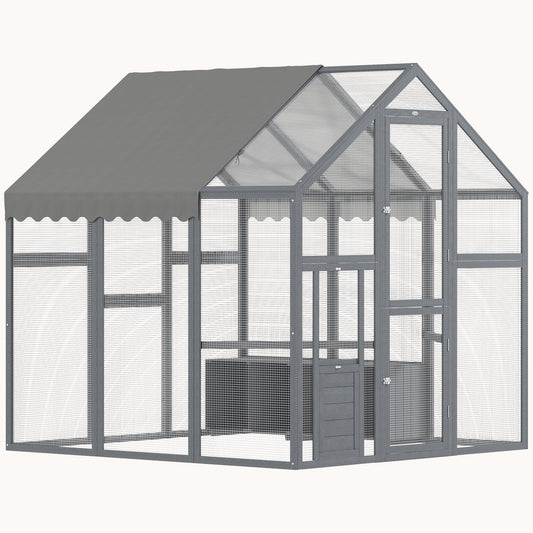 5.5' x 6' x 6' Large Wooden Chicken Run with Waterproof,  for 6-8 Chickens