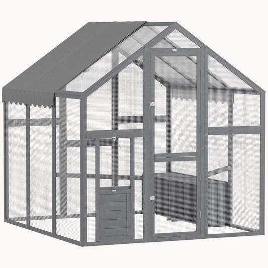 5.5' x 6' x 6' Large Wooden Chicken Run with Waterproof,  for 6-8 Chickens