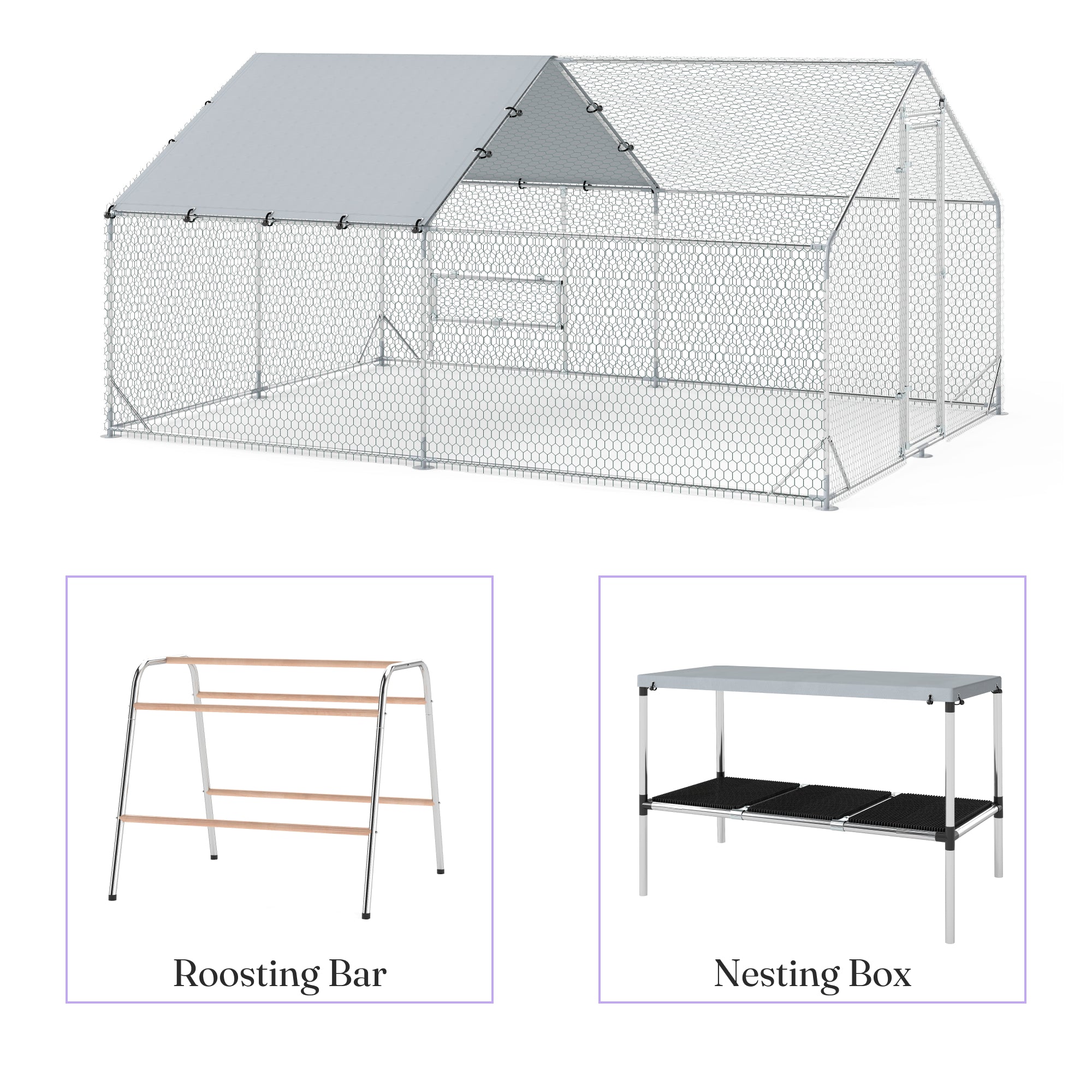 9.8 x 13.1ft Walk-in Chicken Coop with Nesting Box for 12-18 Poultry