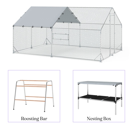 9.8 x 13.1ft Walk-in Chicken Coop with Nesting Box for 12-18 Poultry