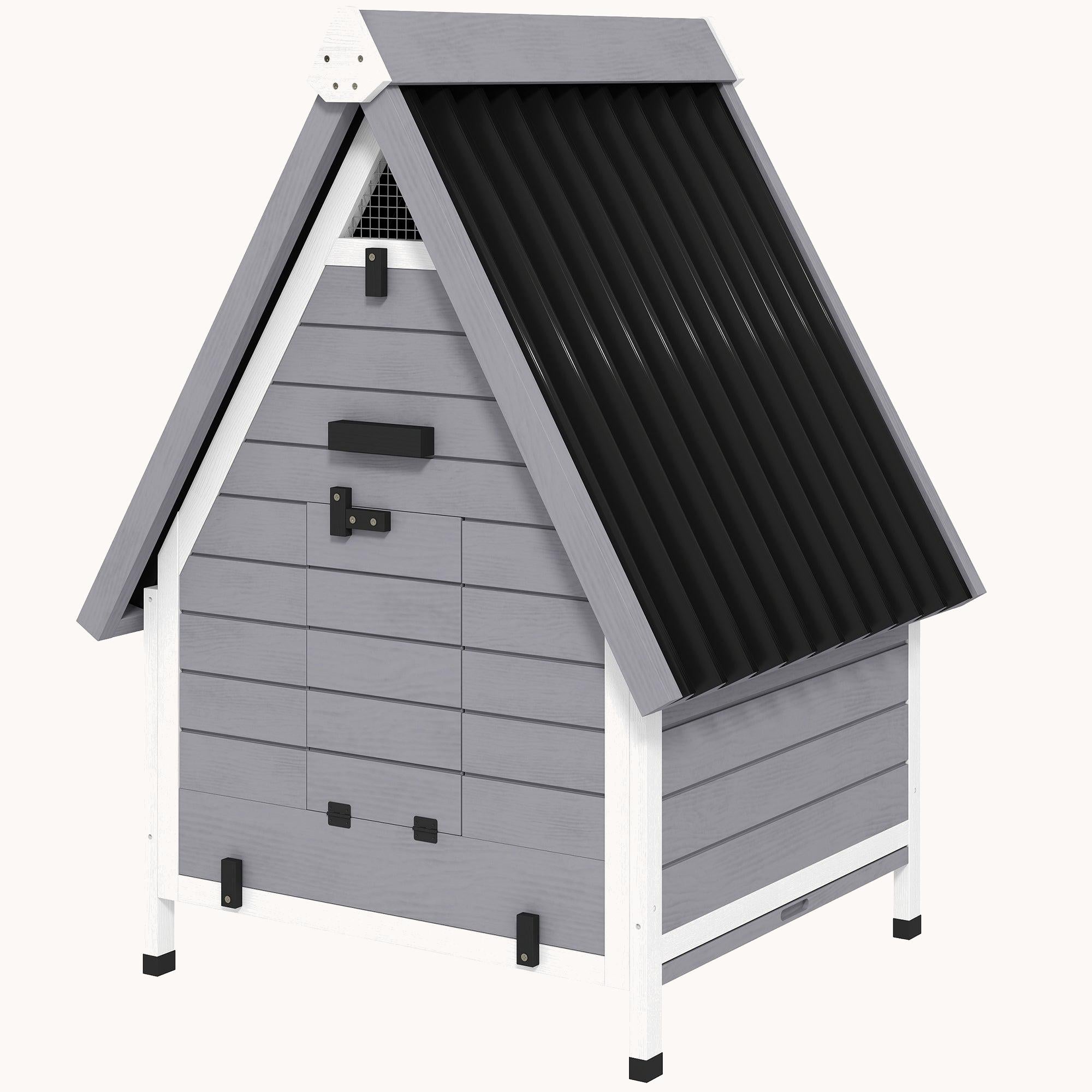 All-Weather Fir Wood Coop with Ramp for 1-2 Hens Grey