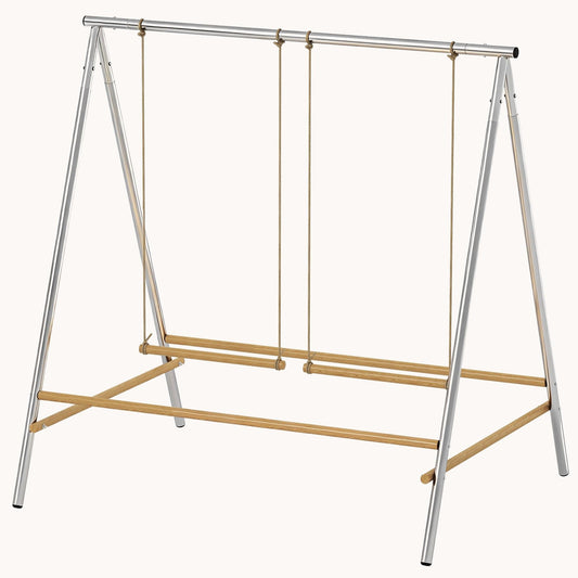 Chicken Perch with 2 Adjustable Swings & Bars for Coops Silver