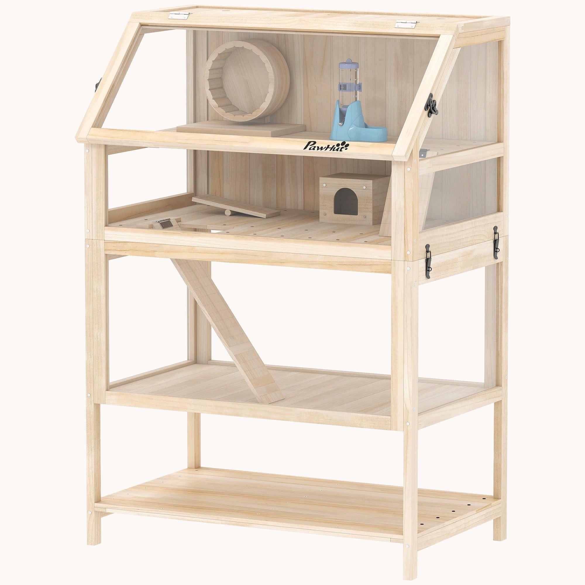 3-Level Hamster Habitat with Accessories & Detachable Lower Floor