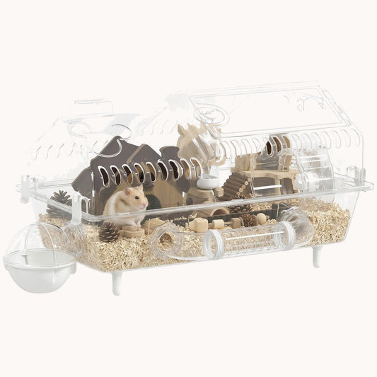 8-in-1 Dwarf Hamster Cage with Large Wheel Hideout & Accessories 21.5" x 11.8" x 12.6"