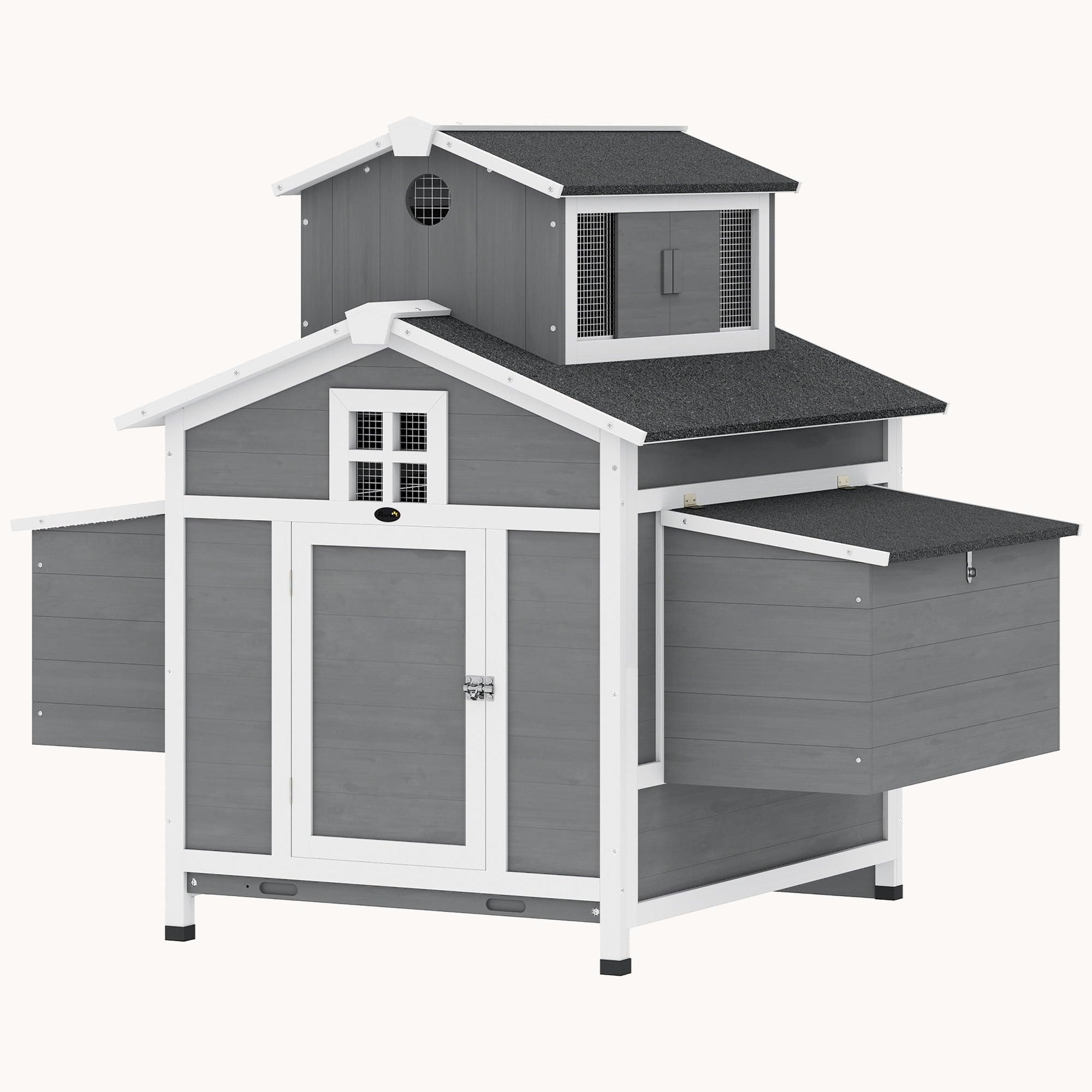 Chicken Coop for 2 Wooden Henhouse with Nesting Box & Waterproof Roof