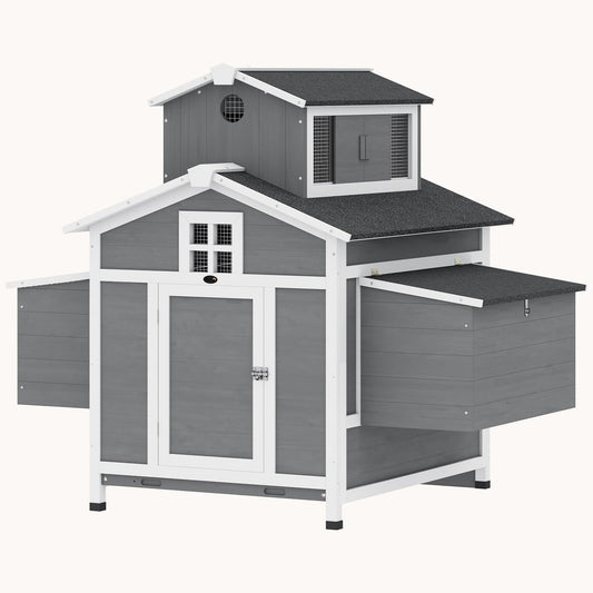 Chicken Coop for 2 Wooden Henhouse with Nesting Box & Waterproof Roof