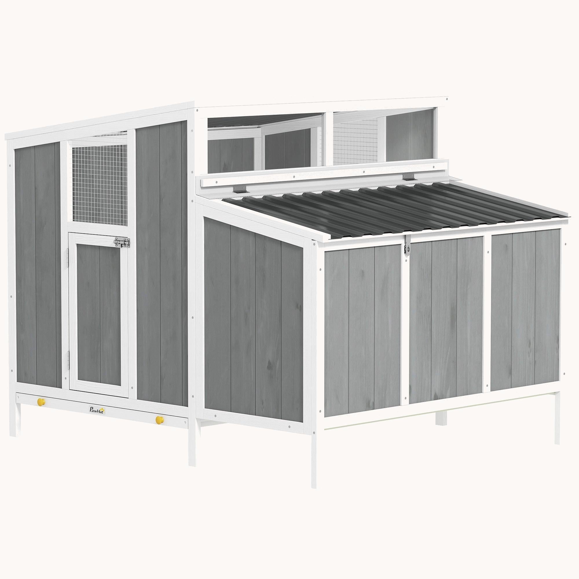 Wooden Chicken Coop for 4-6 Hens Nest Box & Pull-Out Tray 48" x 39" x 40" Gray