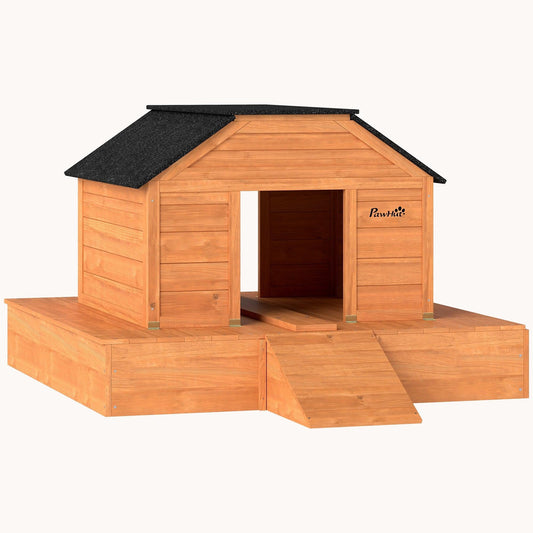 Wooden Duck House with Waterproof Asphalt Roof for 1-2 Ducks, Orange