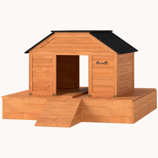 Wooden Duck House with Waterproof Asphalt Roof for 1-2 Ducks, Orange