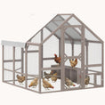 Load image into Gallery viewer, 83" x 73" x 73" Wooden Chicken Coop with Walk-in Run & Nesting Boxes Brown
