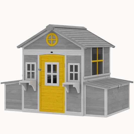 72" x 50" x 54" Wooden Chicken Coop for 2-4 Hens with 2 Nesting Boxes Waterproof Roof Gray