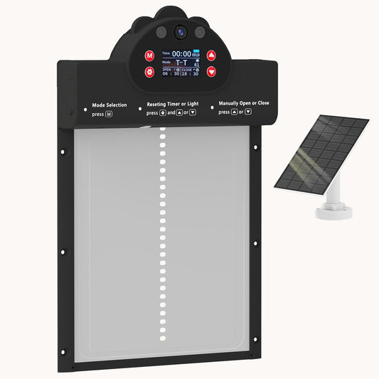 2K Camera Automatic Chicken Coop Door with WiFi & Solar App Remote 5200mAh