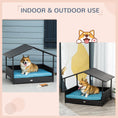 Load image into Gallery viewer, Elevated Rattan Dog House Outdoor with Canopy, Wicker Dog Bed with Water-Resistant Cushion, for Small and Medium Dogs Blue

