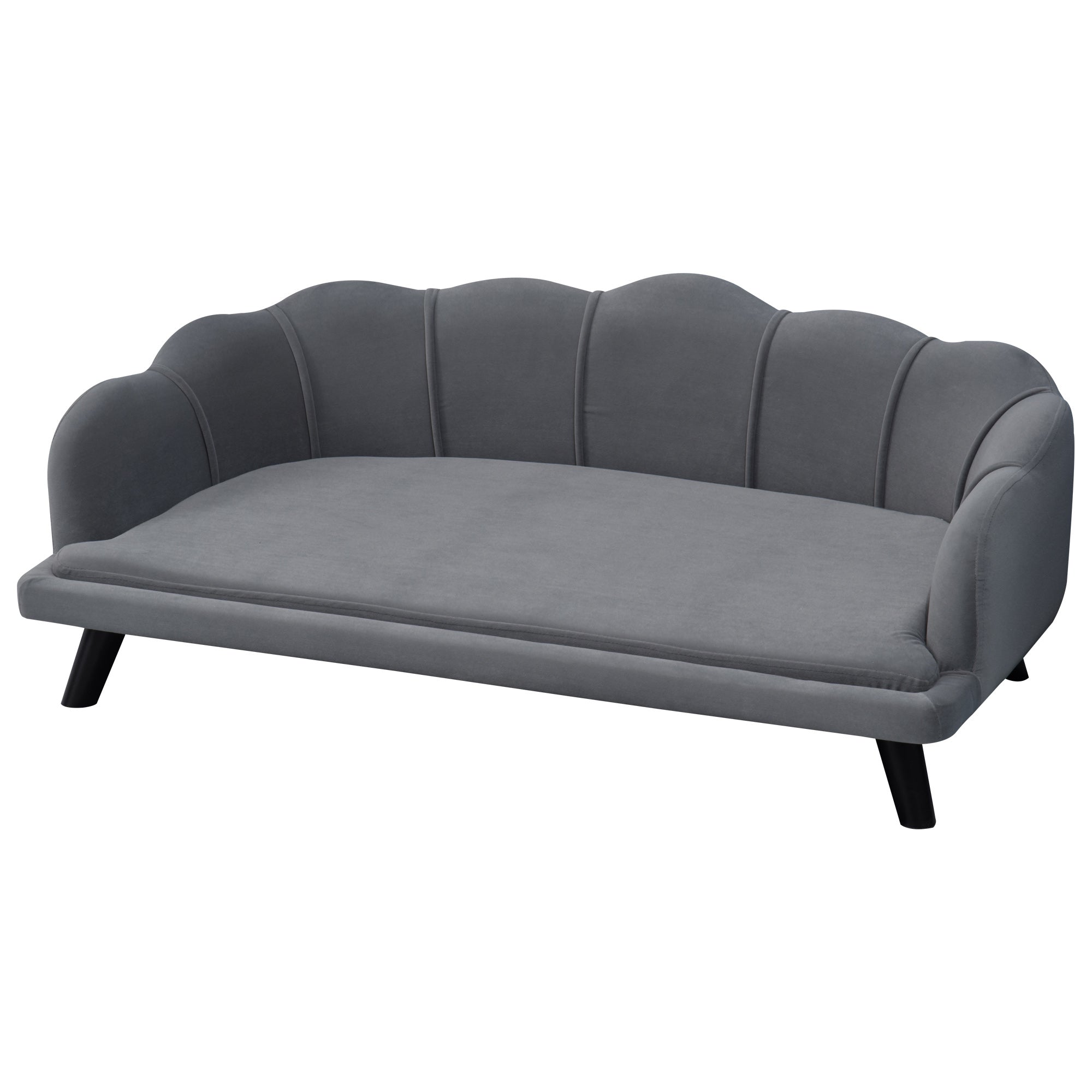 Dog Sofa for Medium, Large Dogs, Shell Shaped Pet Couch Bed w/ Legs, Cushion, Washable Cover - Grey